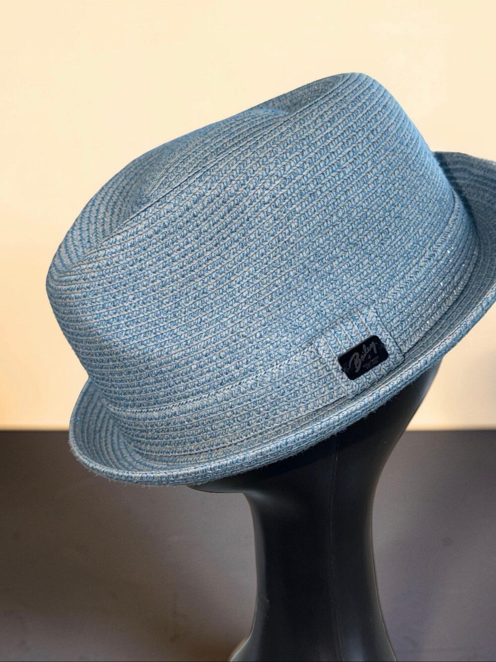 Bailey of Hollywood Light Blue Paper Blend Fedora Trilby Hat L Lightweight